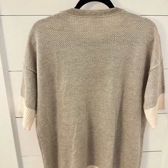 KERISMA OS Tan-cream quiet luxury oversized woman short sleeve wool sweater - Picture 10 of 11